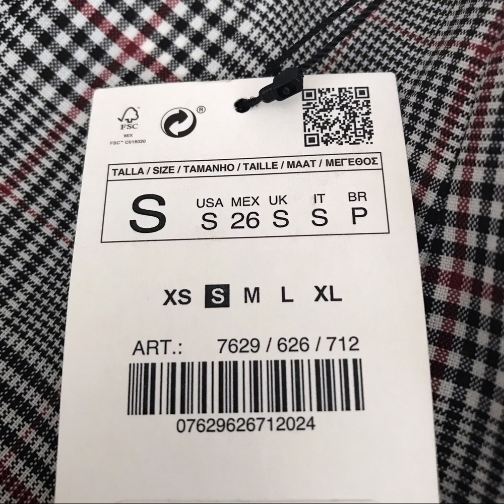 Zara Checkered Plaid High Rise Cuffed Pants NEW - Picture 6 of 9